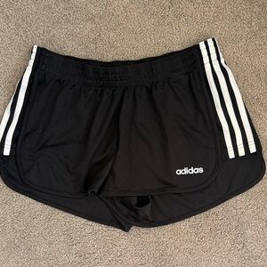 adidas Black Athletic Shorts with White Side Stripes